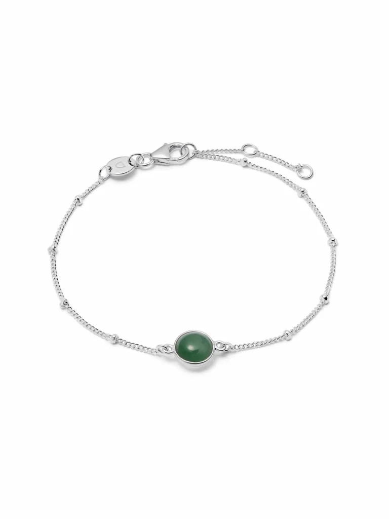 Daisy London Green Aventurine Healing Stone Bobble Bracelet Silver