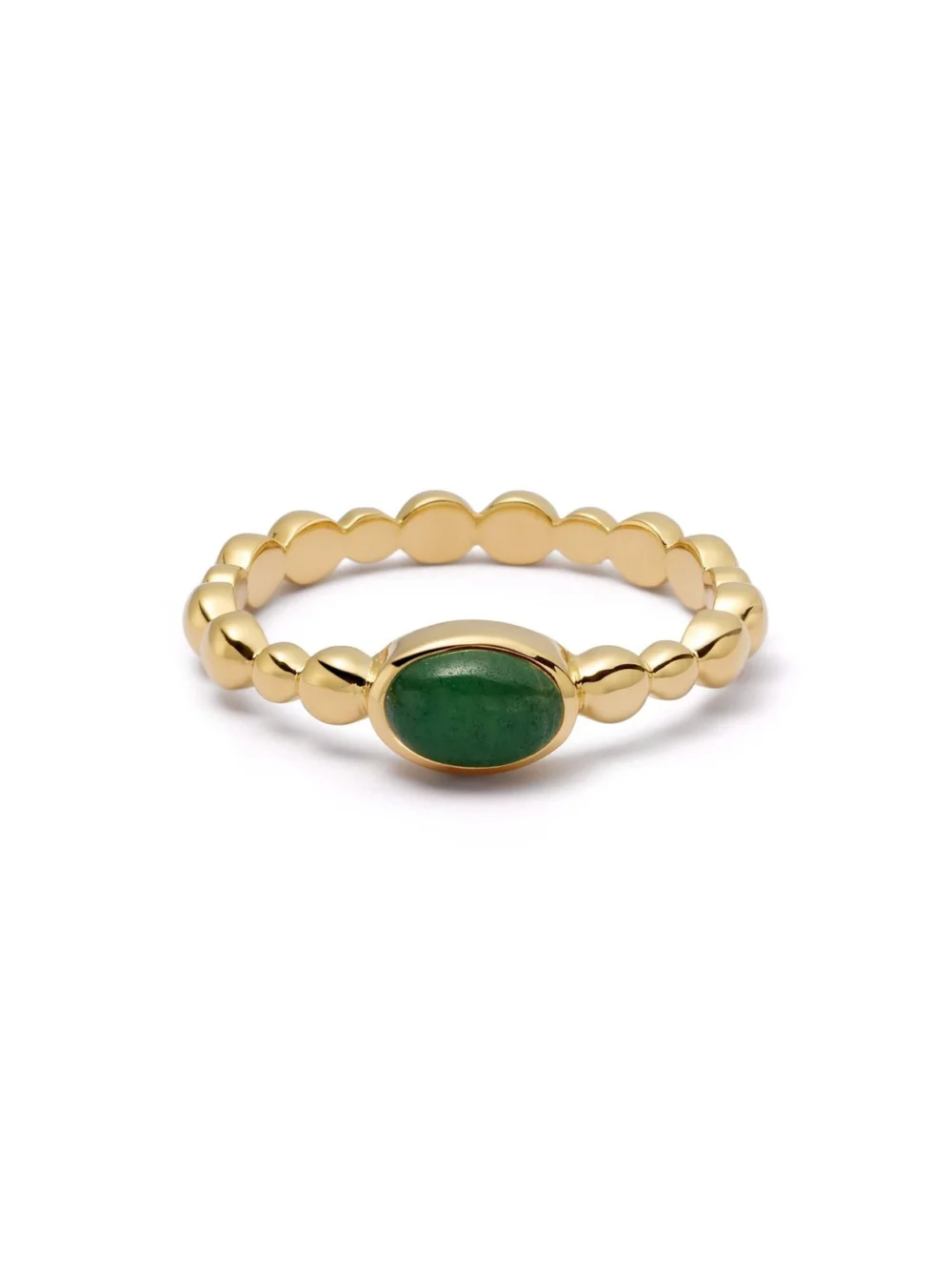 Daisy London Green Aventurine Healing Stone Bobble Ring 18ct Gold Plate