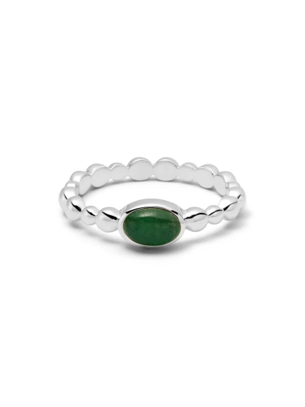 Daisy London Green Aventurine Healing Stone Bobble Ring Sterling Silver