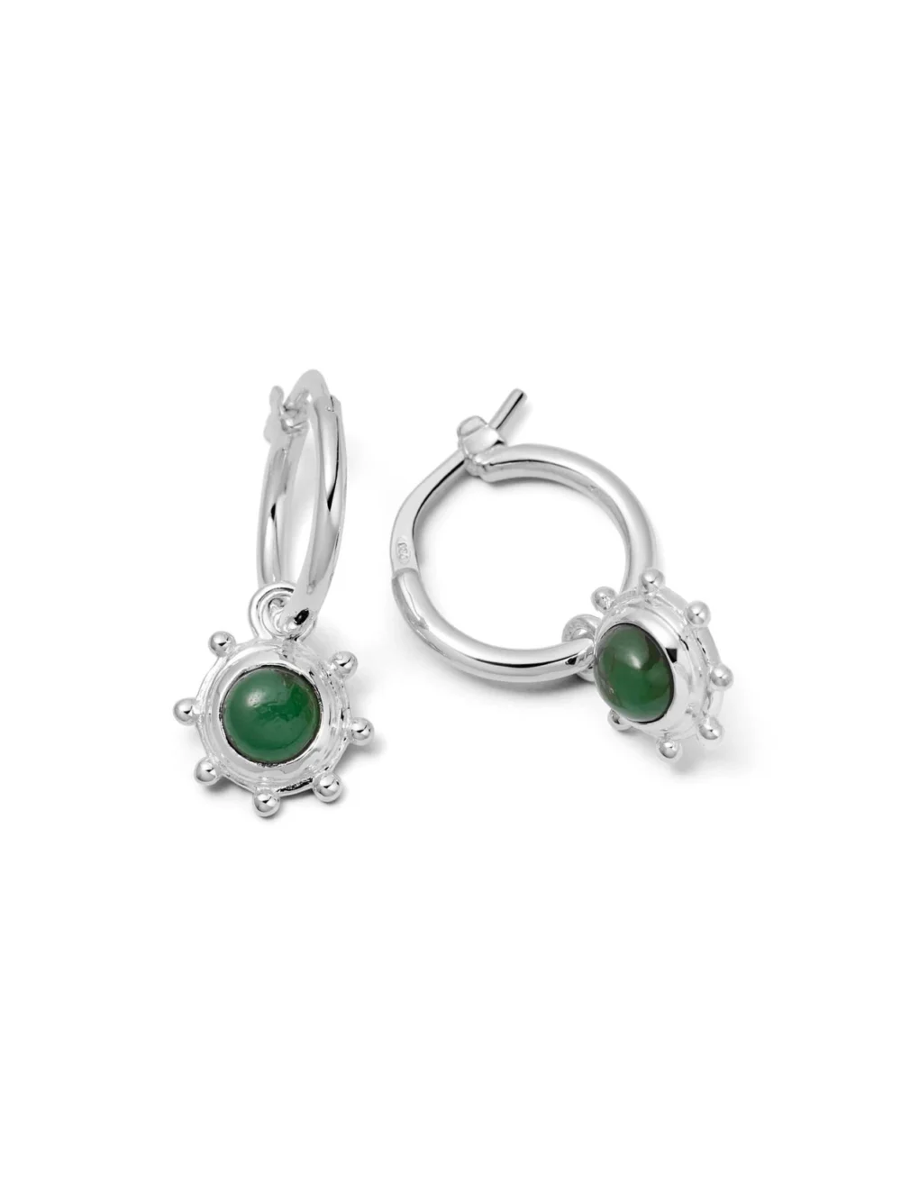 Daisy London Green Aventurine Healing Stone Charm Earrings Sterling Silver