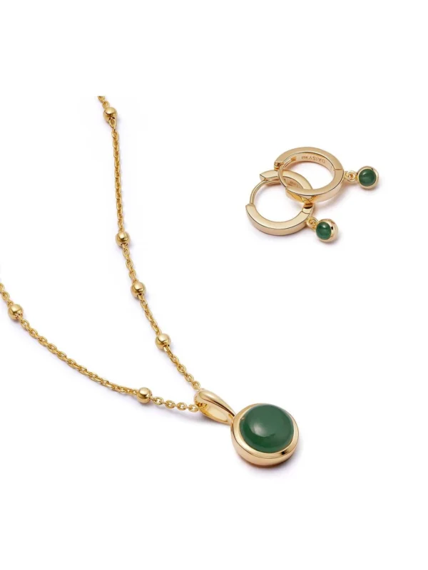 Daisy London Green Aventurine Layering Set 18ct Gold Plate