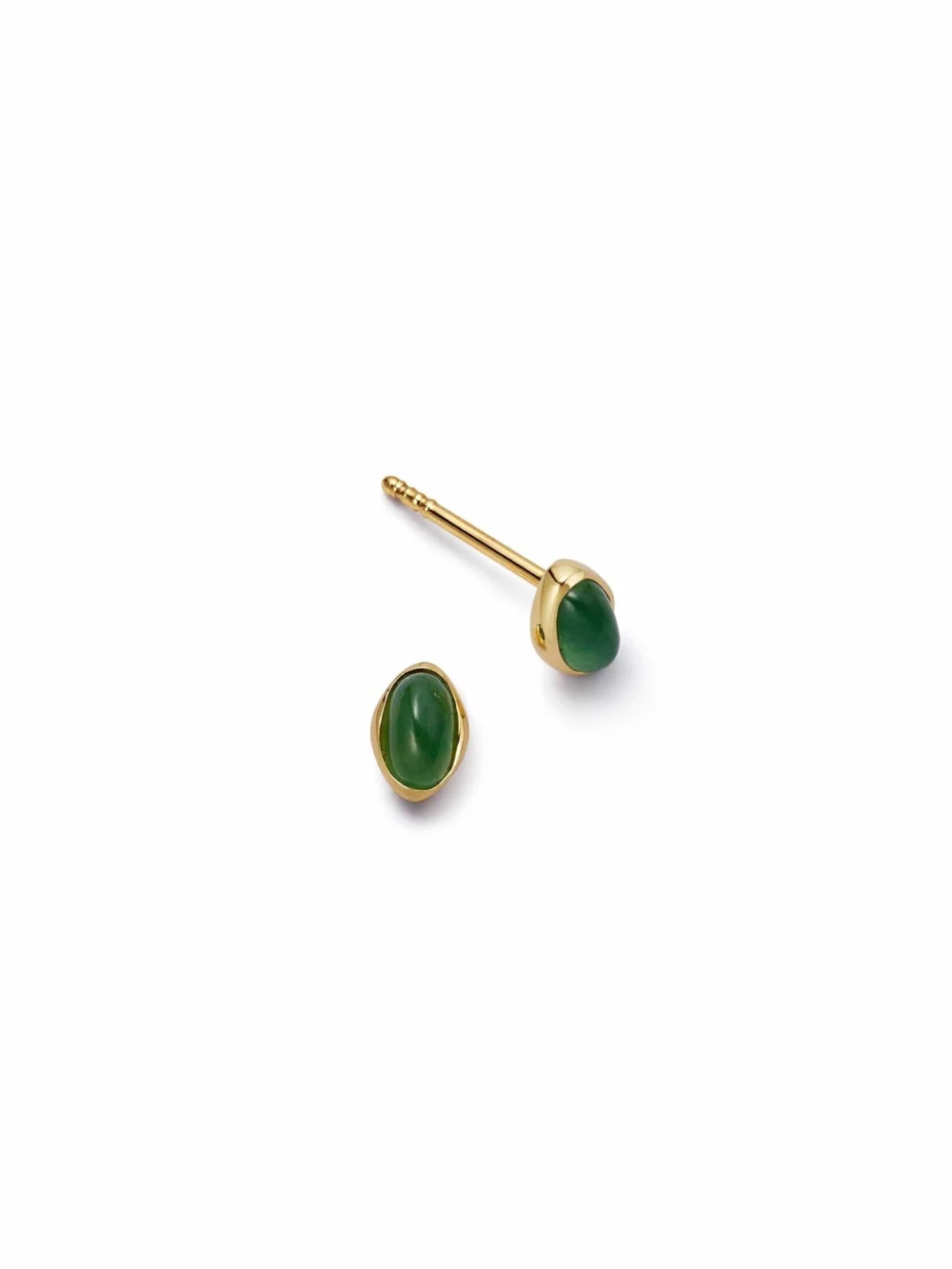 Daisy London Green Aventurine Oval Stud Earrings 18ct Gold Plate
