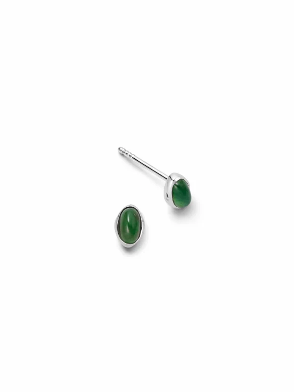 Daisy London Green Aventurine Oval Stud Earrings Sterling Silver