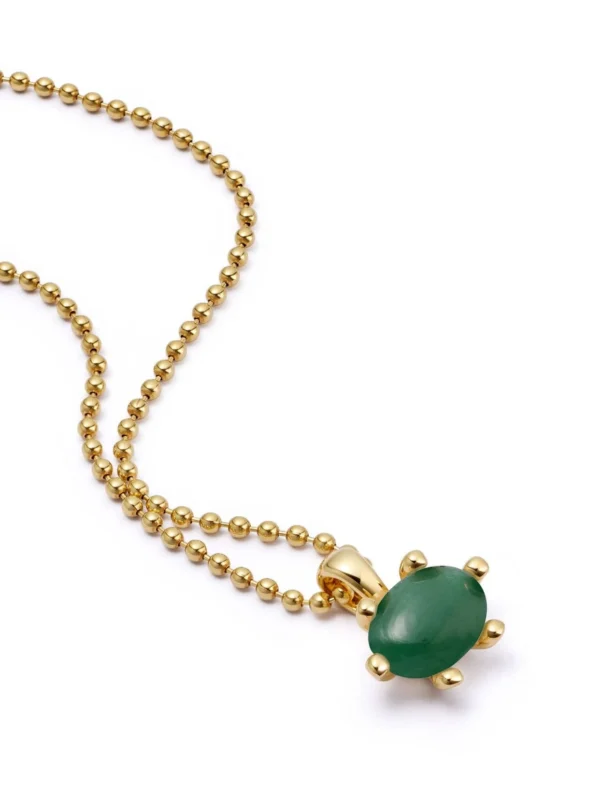Daisy London Green Aventurine Pendant Necklace 18ct Gold Plate