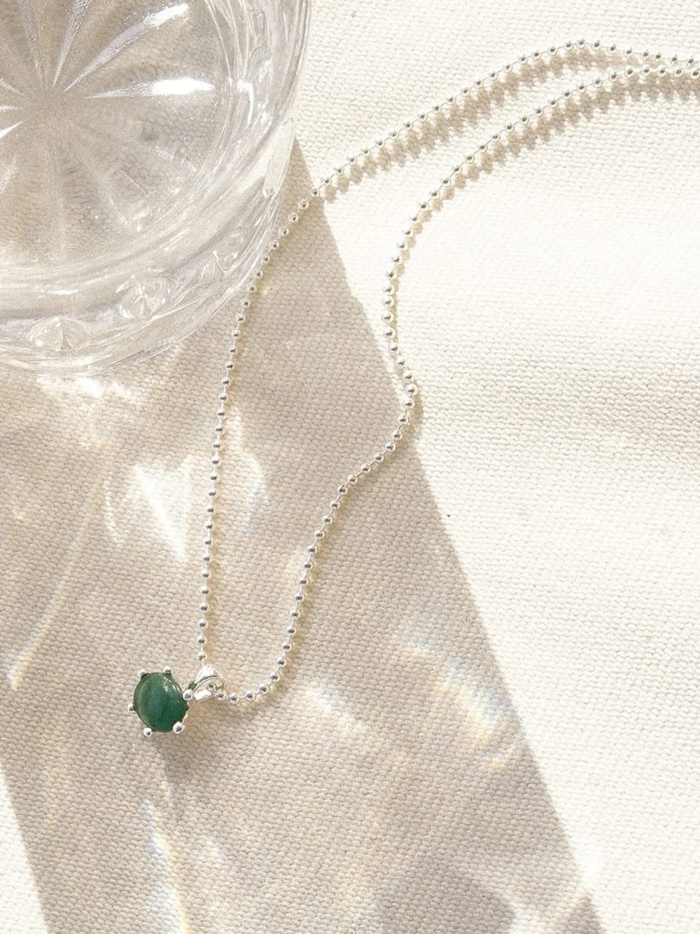 Daisy London Green Aventurine Pendant Necklace Sterling Silver, view 3