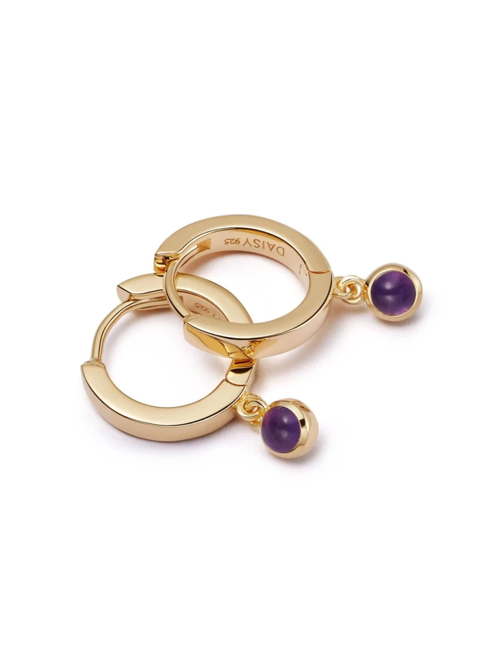 Daisy London Healing Huggie Hoop Earrings 18ct Gold Plate, view 4