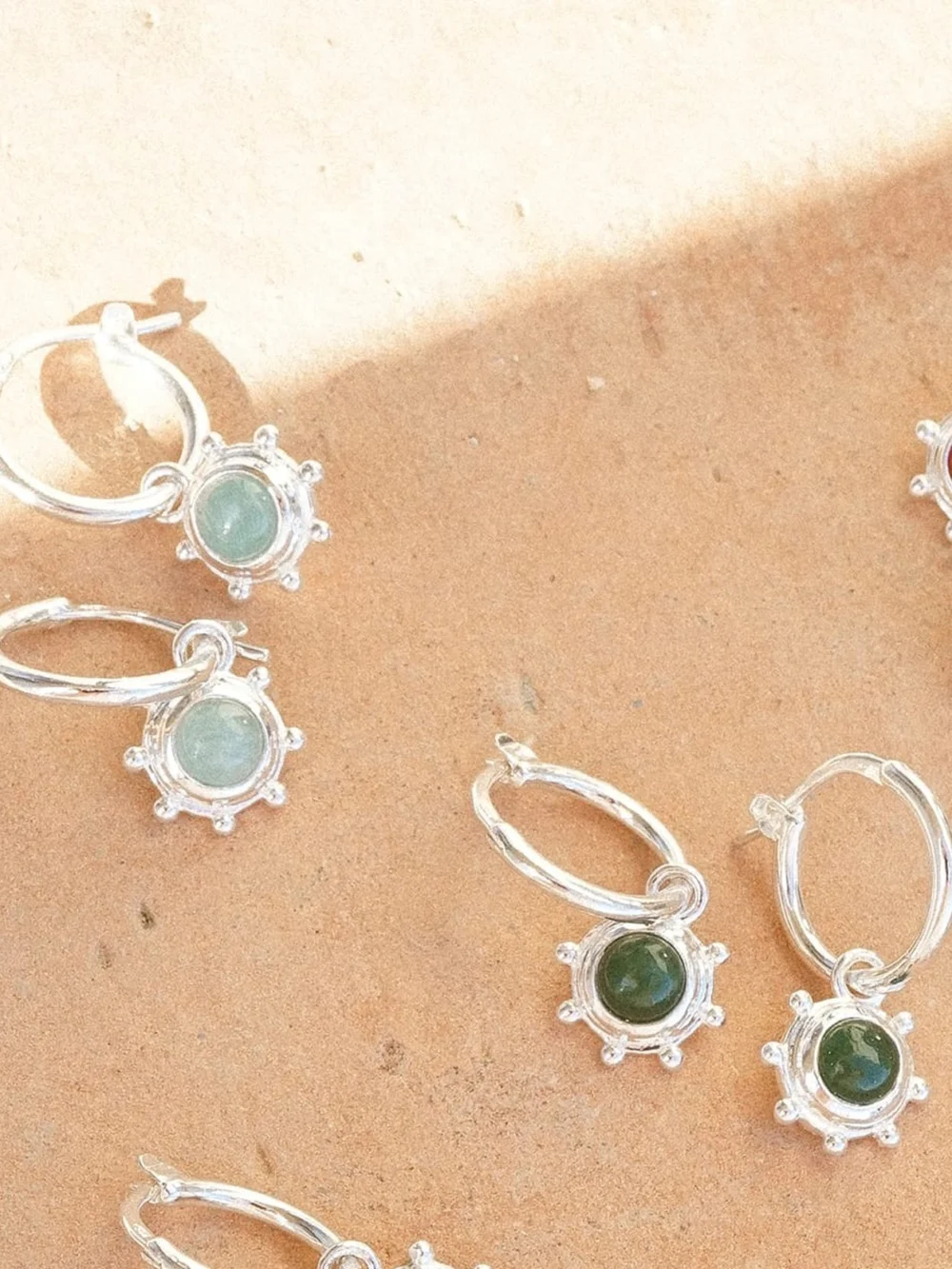Daisy London Healing Stone Charm Earrings Sterling Silver, view 3