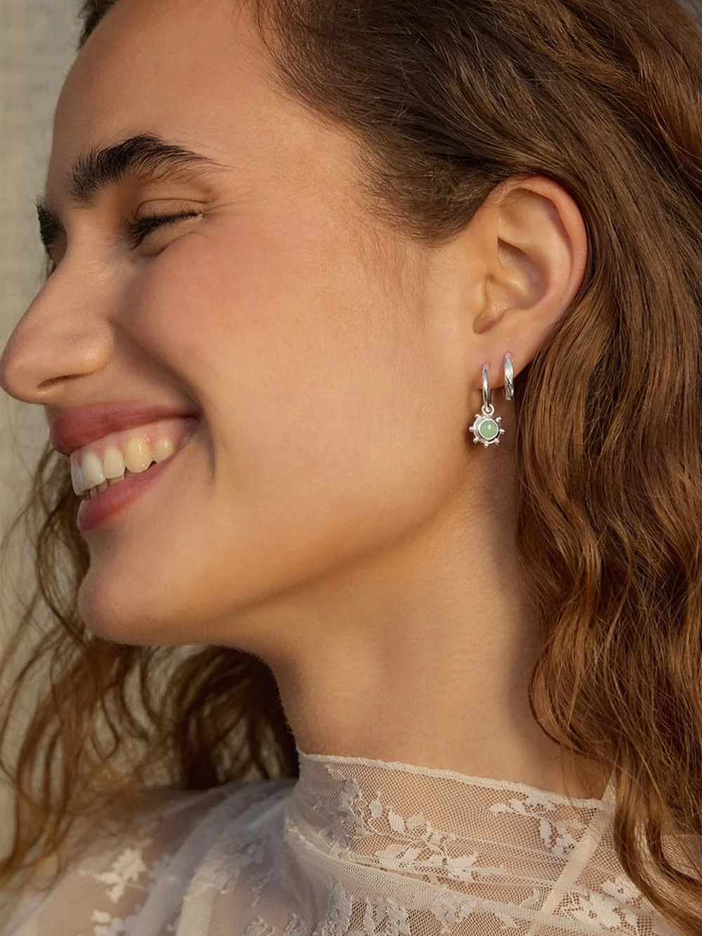 Daisy London Healing Stone Charm Earrings Sterling Silver, view 4
