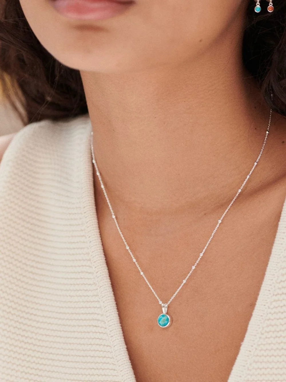 Daisy London Healing Stone Necklace Sterling Silver, view 2