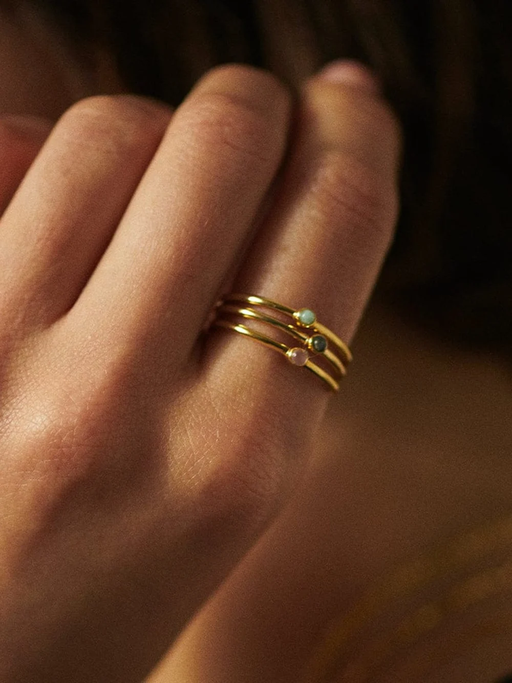 Daisy London Healing Stone Ring 18ct Gold Plate (Copy), view 2