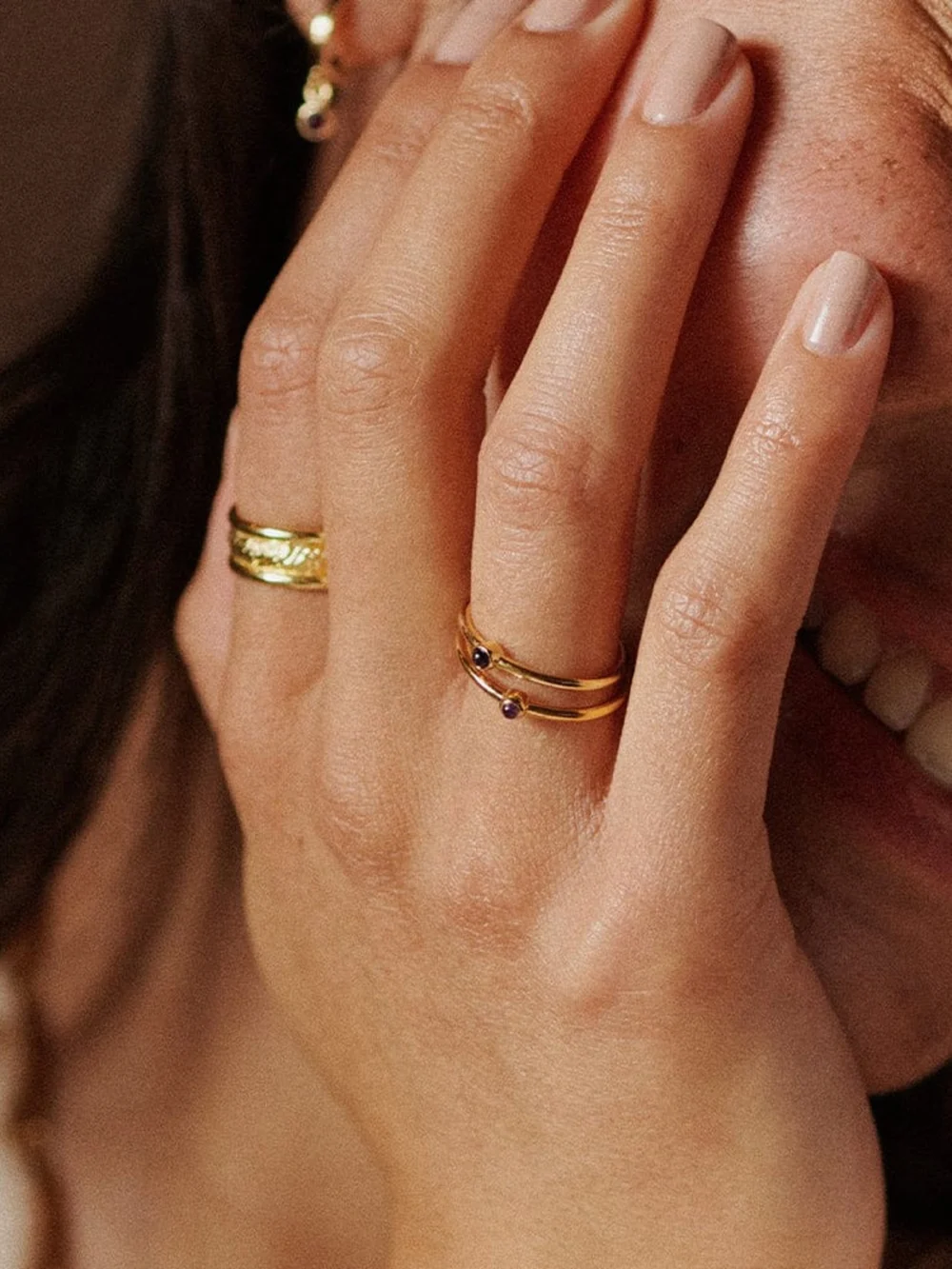 Daisy London Healing Stone Ring 18ct Gold Plate, view 6