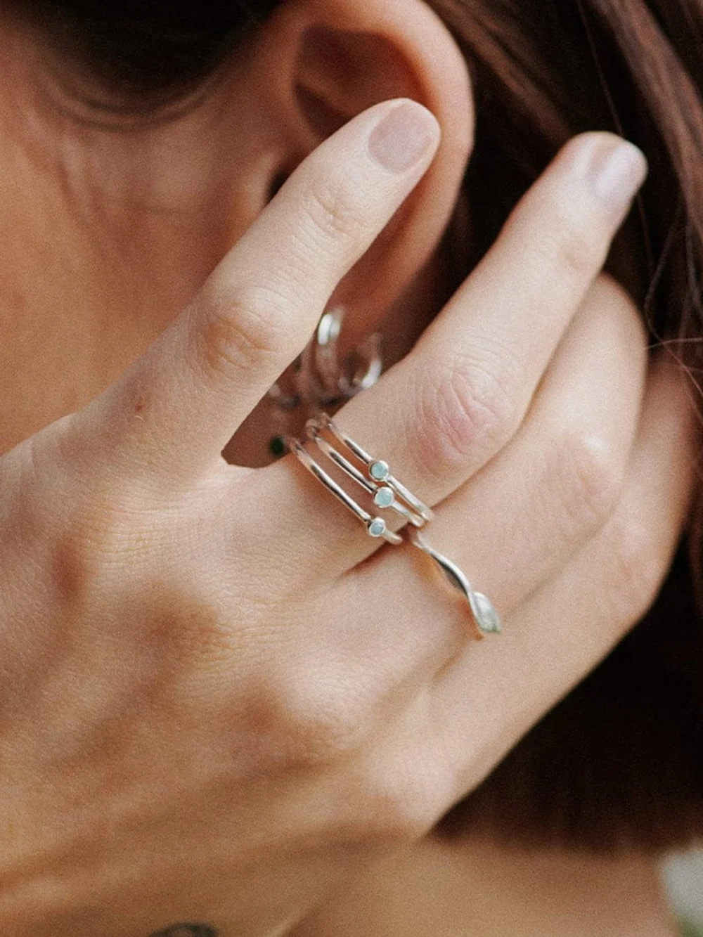 Daisy London Healing Stone Ring Sterling Silver, view 3