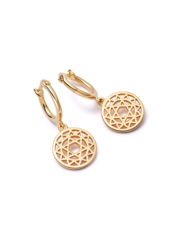Daisy London Heart Chakra Earrings 18ct Gold Plate