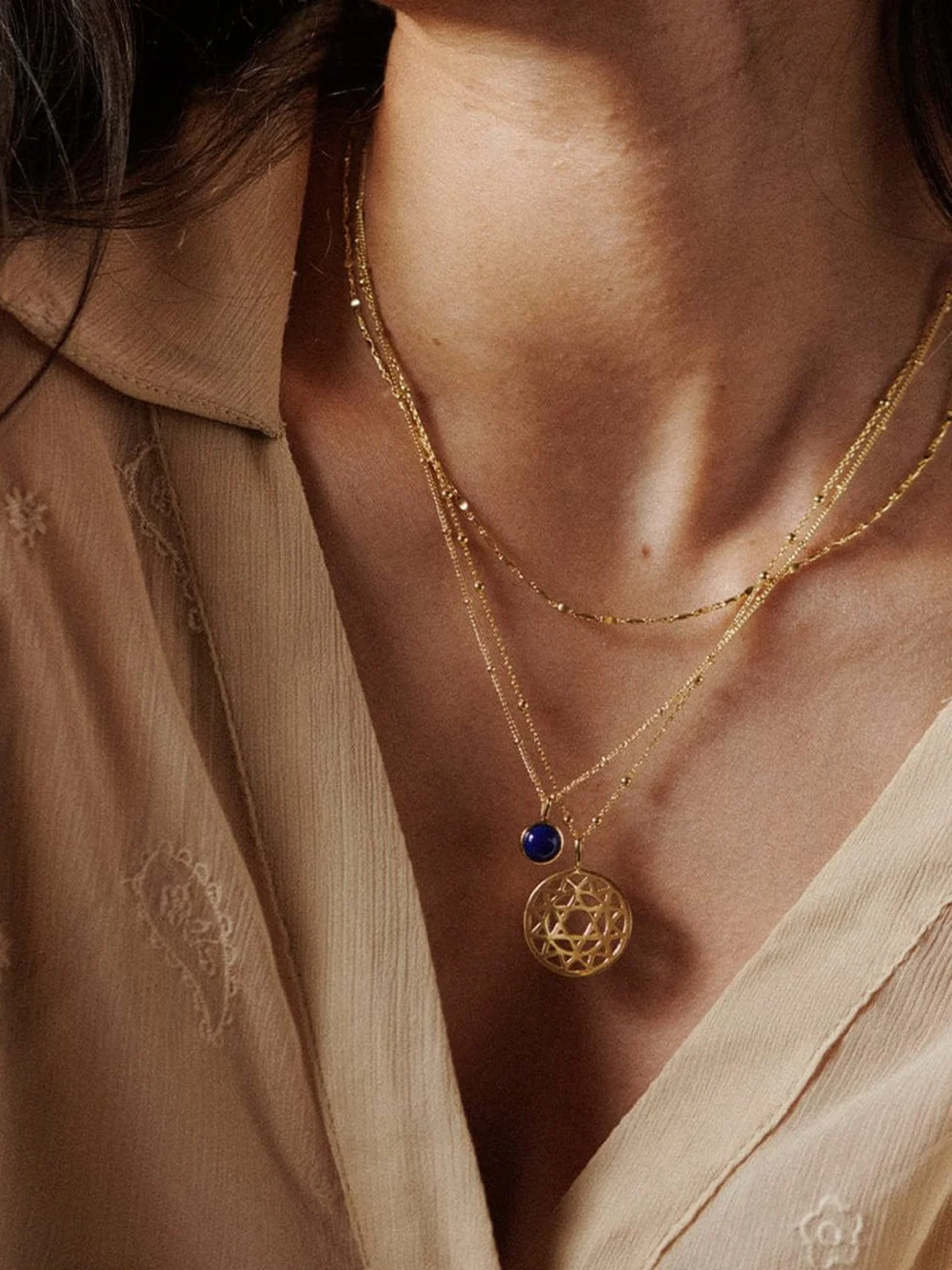 Daisy London Heart Chakra Necklace 18ct Gold Plate, view 2
