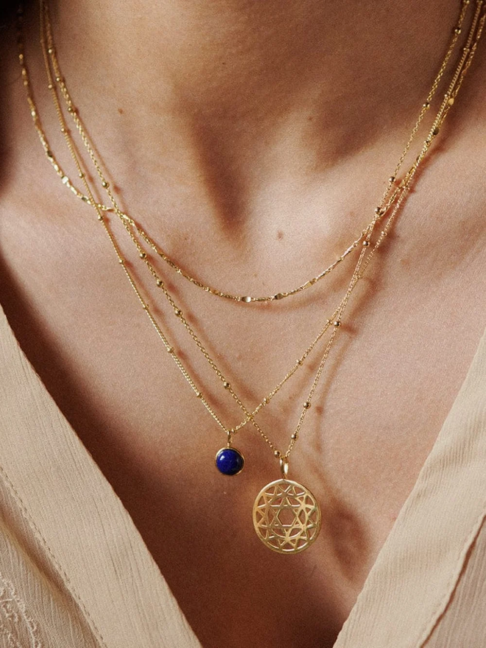Daisy London Heart Chakra Necklace 18ct Gold Plate, view 3