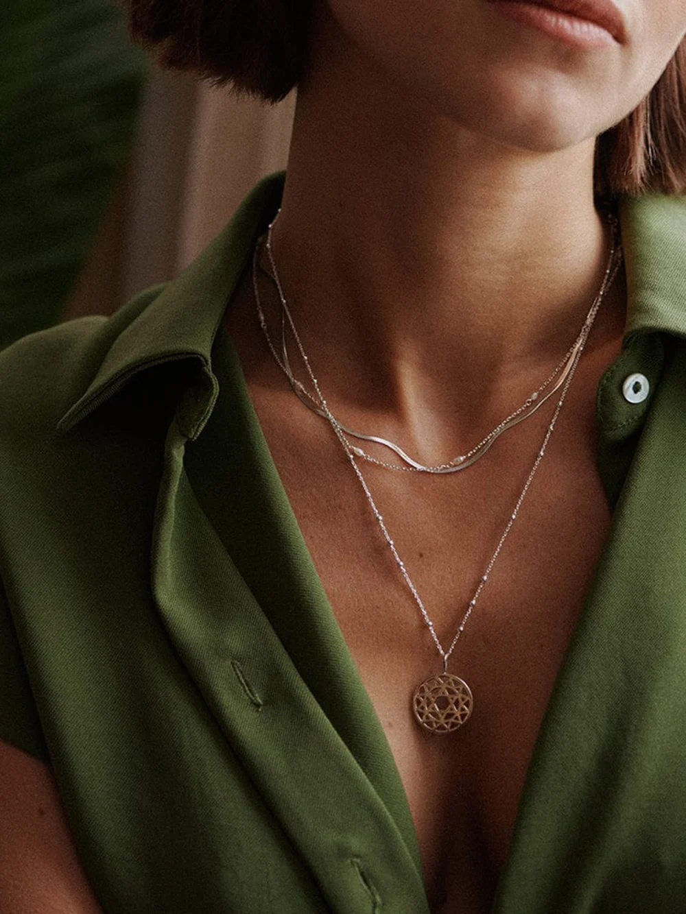 Daisy London Heart Chakra Necklace Sterling Silver, view 3