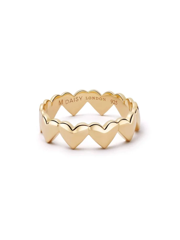 Daisy London Heart Crown Band Ring 18ct Gold Plate