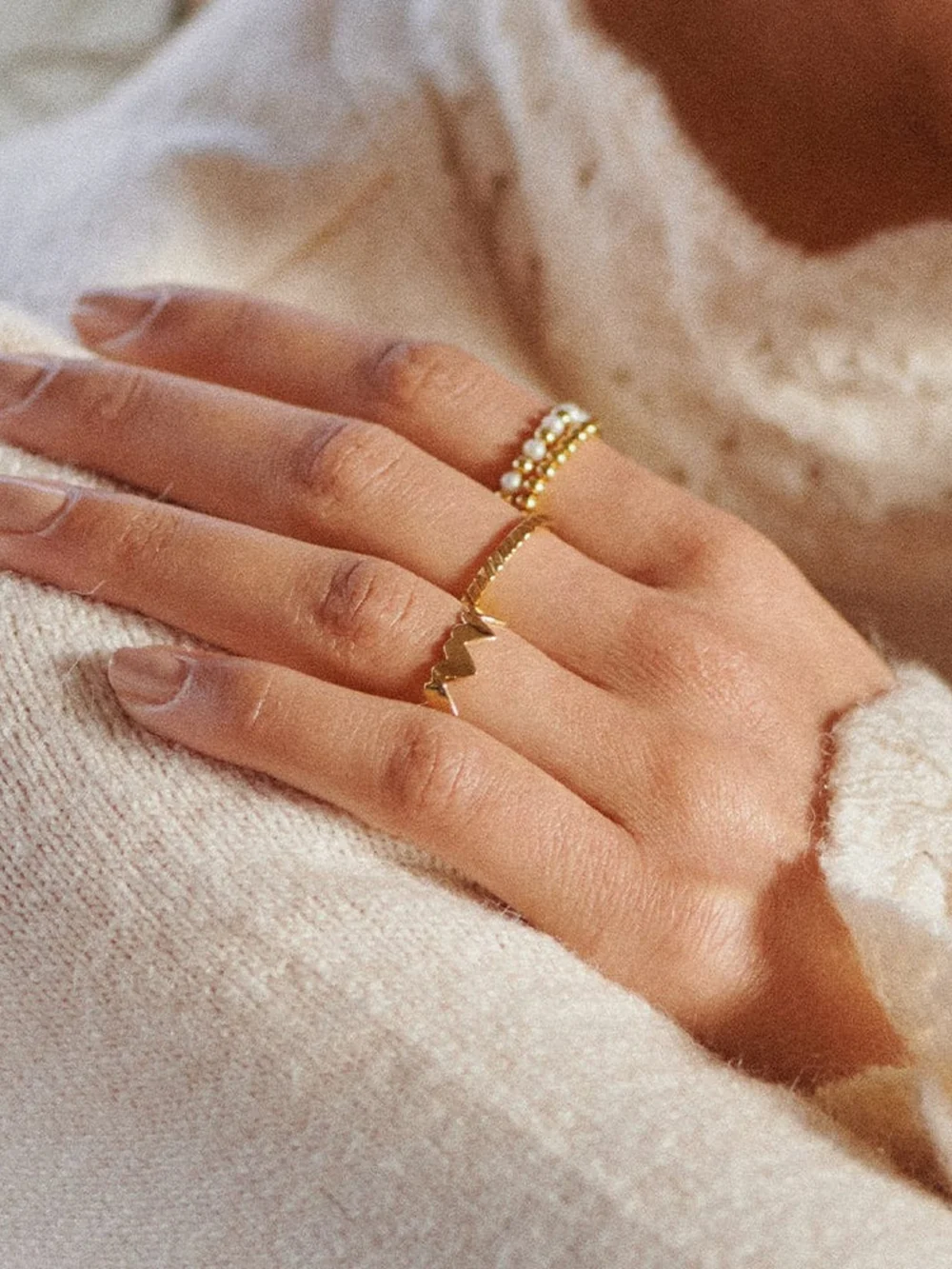Daisy London Heart Crown Band Ring 18ct Gold Plate, view 2