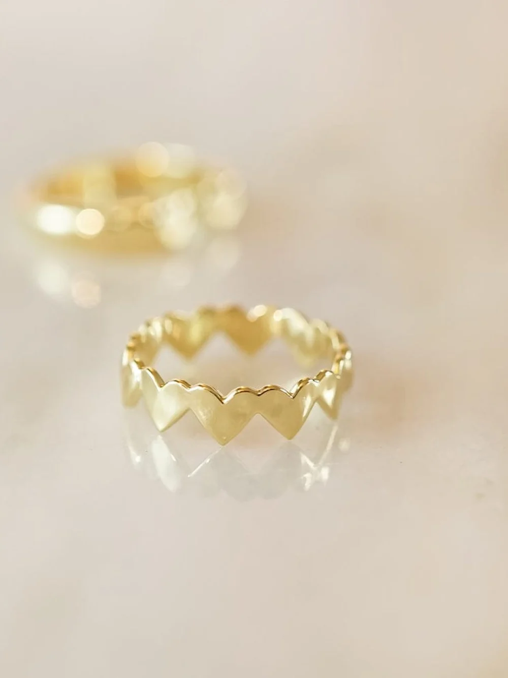 Daisy London Heart Crown Band Ring 18ct Gold Plate, view 5