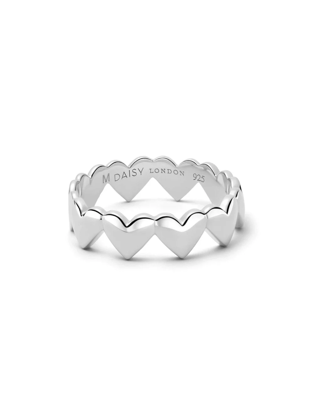 Daisy London Heart Crown Band Ring Sterling Silver