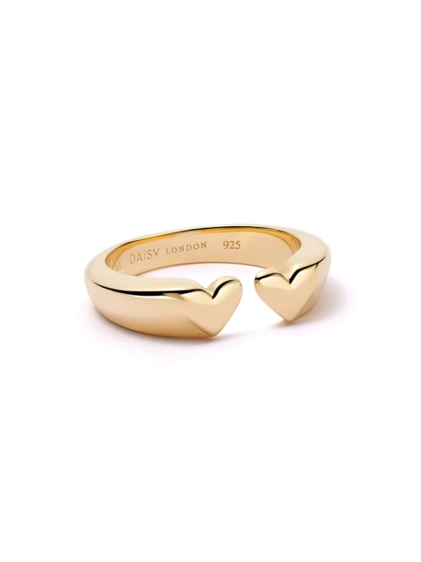 Daisy London Heart Signet Ring 18ct Gold Plate