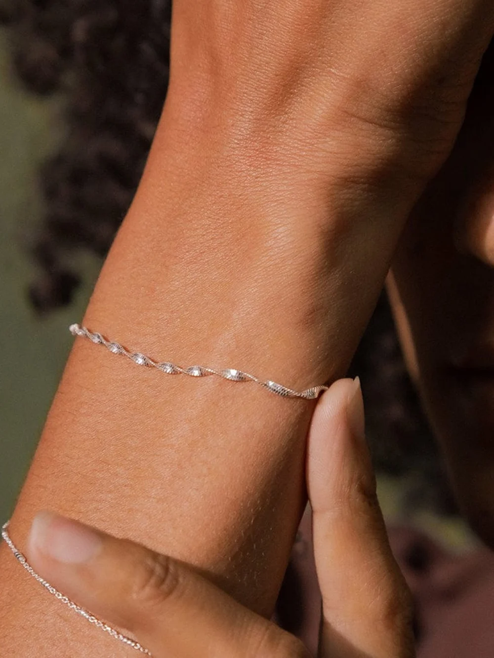 Daisy London Helix Twisted Chain Bracelet Sterling Silver, view 2