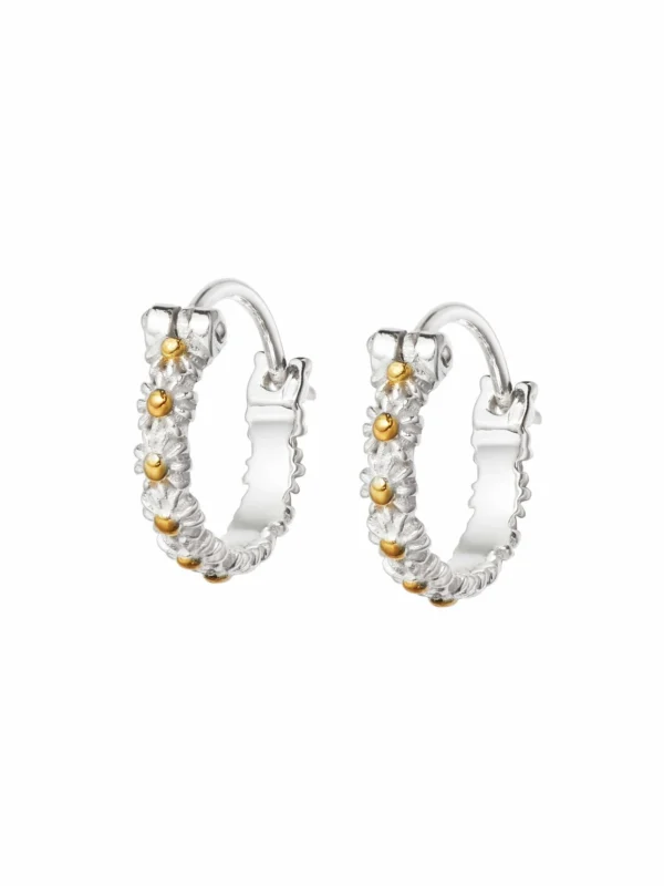 Daisy London Iota Daisy Hoop Earrings Sterling Silver