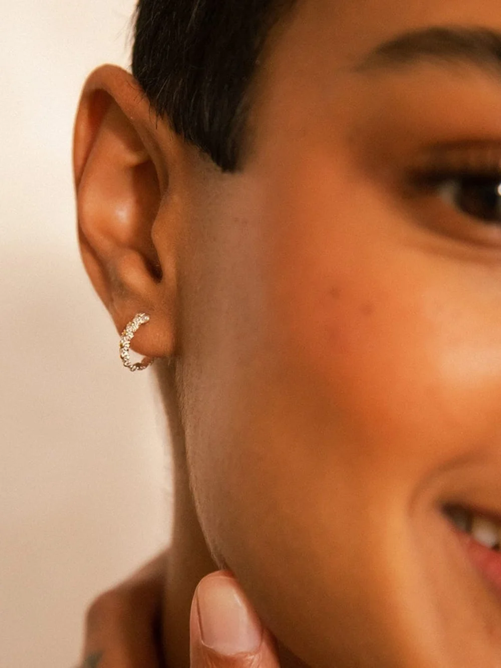 Daisy London Iota Daisy Hoop Earrings Sterling Silver, view 4