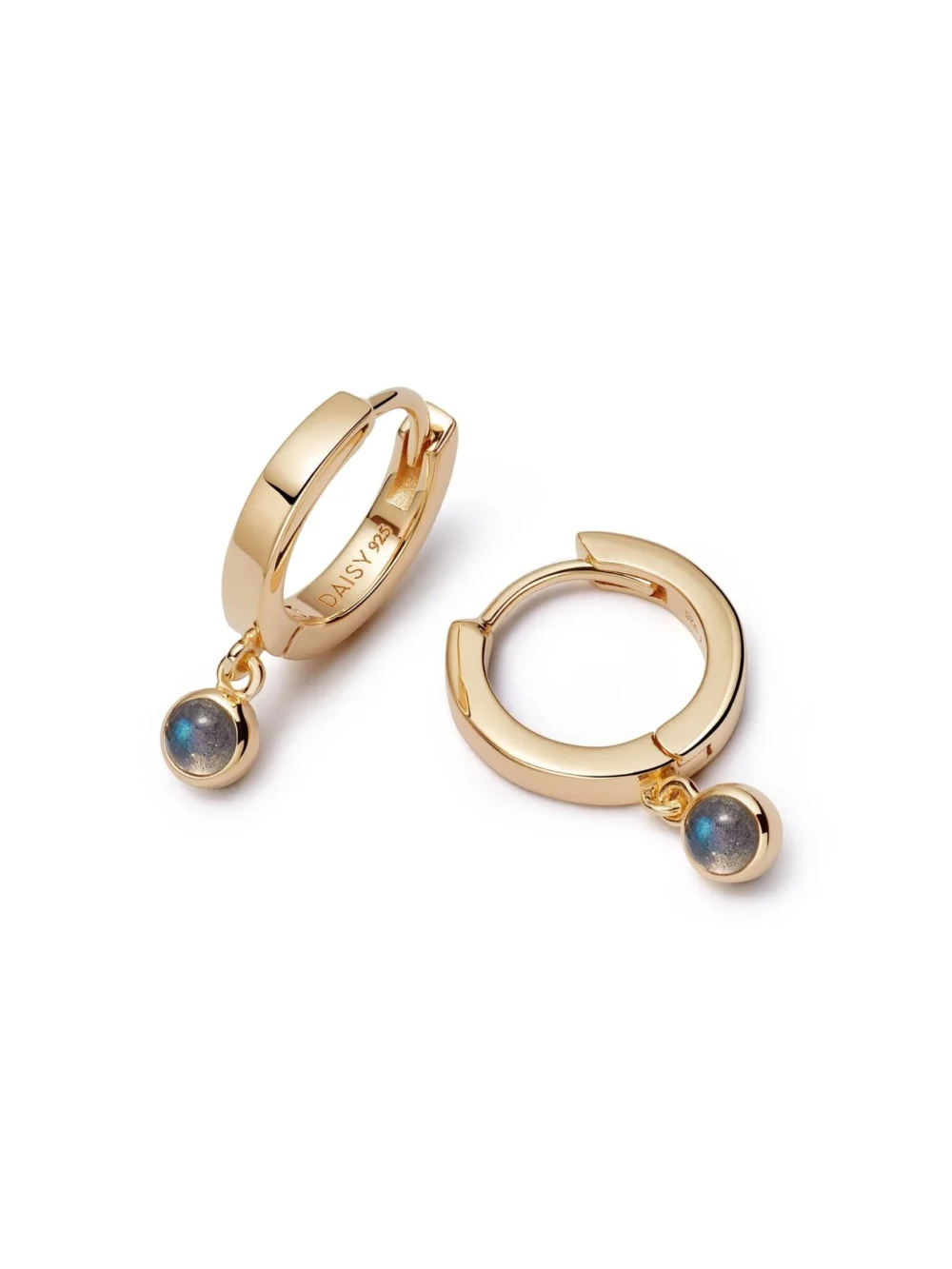 Daisy London Labradorite Healing Huggie Hoop Earrings 18ct Gold Plate