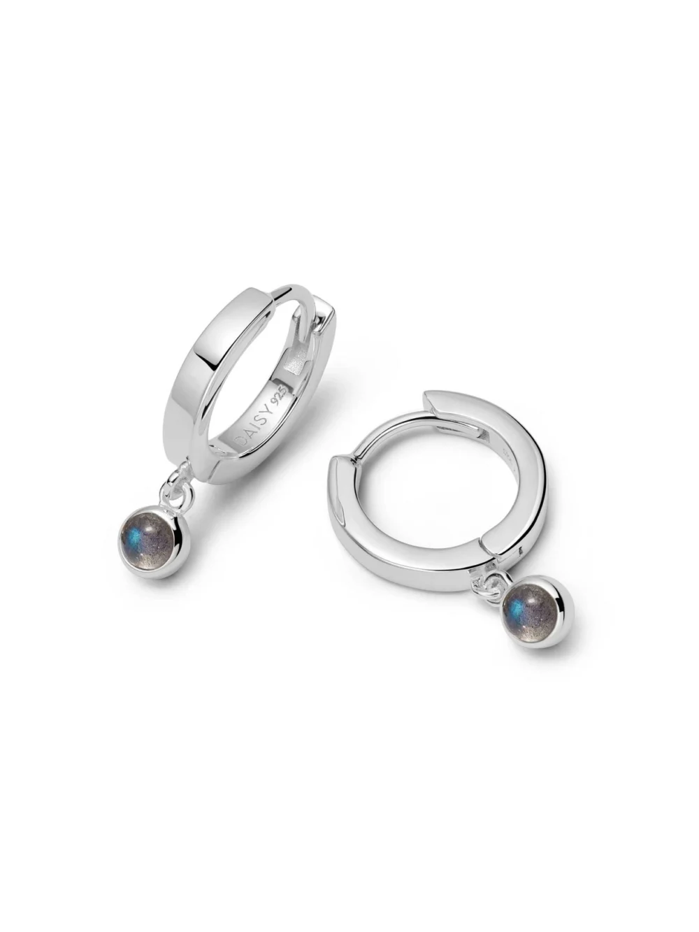 Daisy London Labradorite Healing Huggie Hoop Earrings Sterling Silver