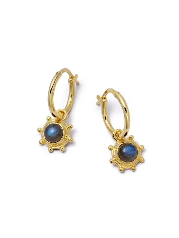 Daisy London Labradorite Healing Stone Charm Earrings 18ct Gold Plate