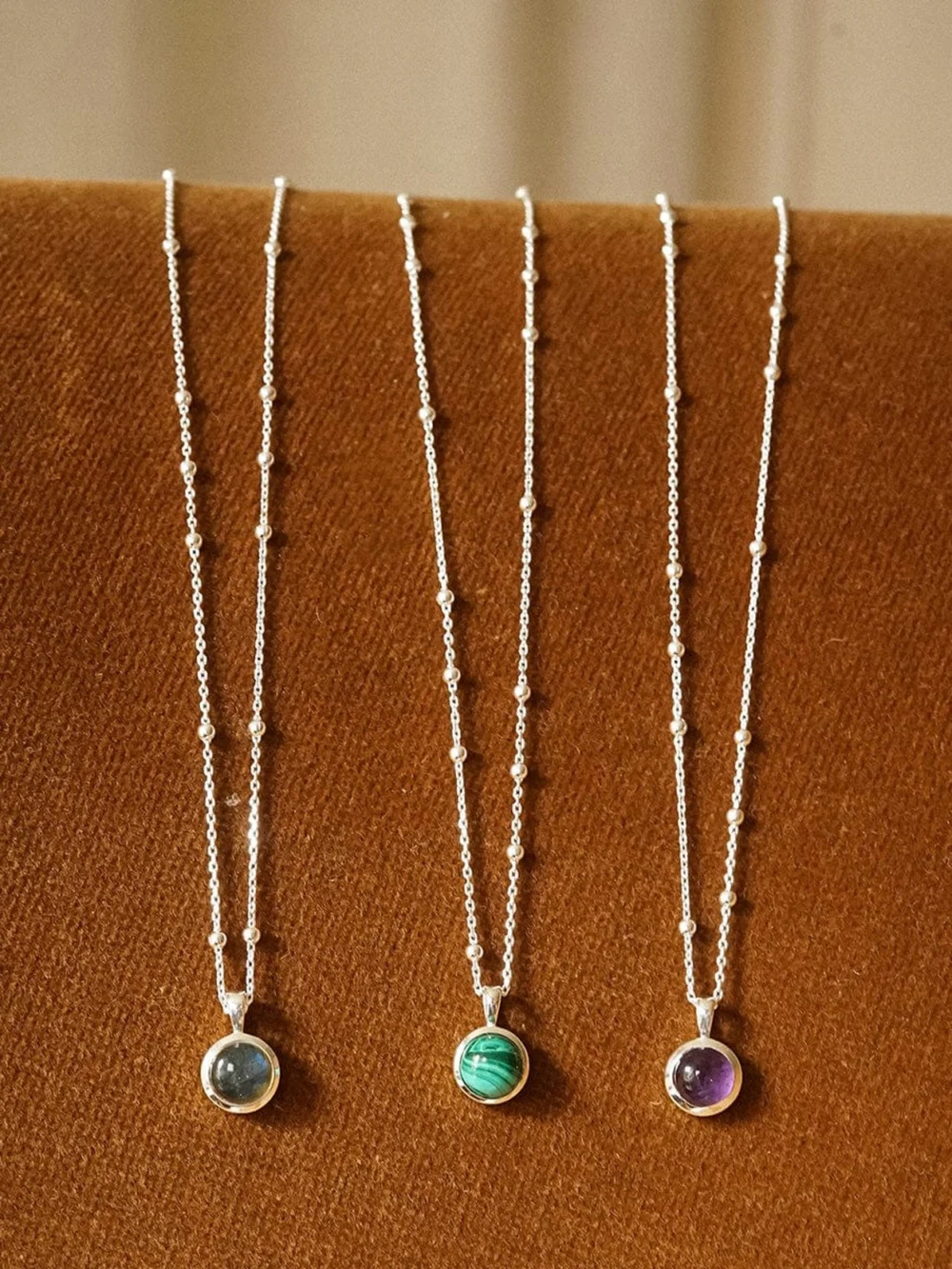 Daisy London Labradorite Healing Stone Necklace Sterling Silver, view 3