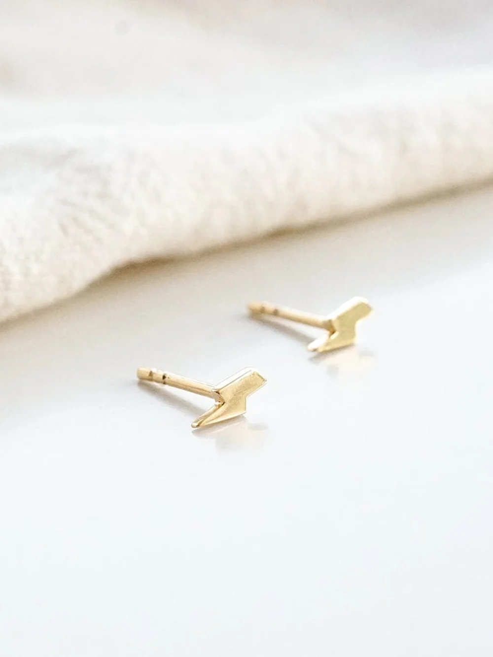 Daisy London Lightning Stud Earrings 18ct Gold Plate, view 3