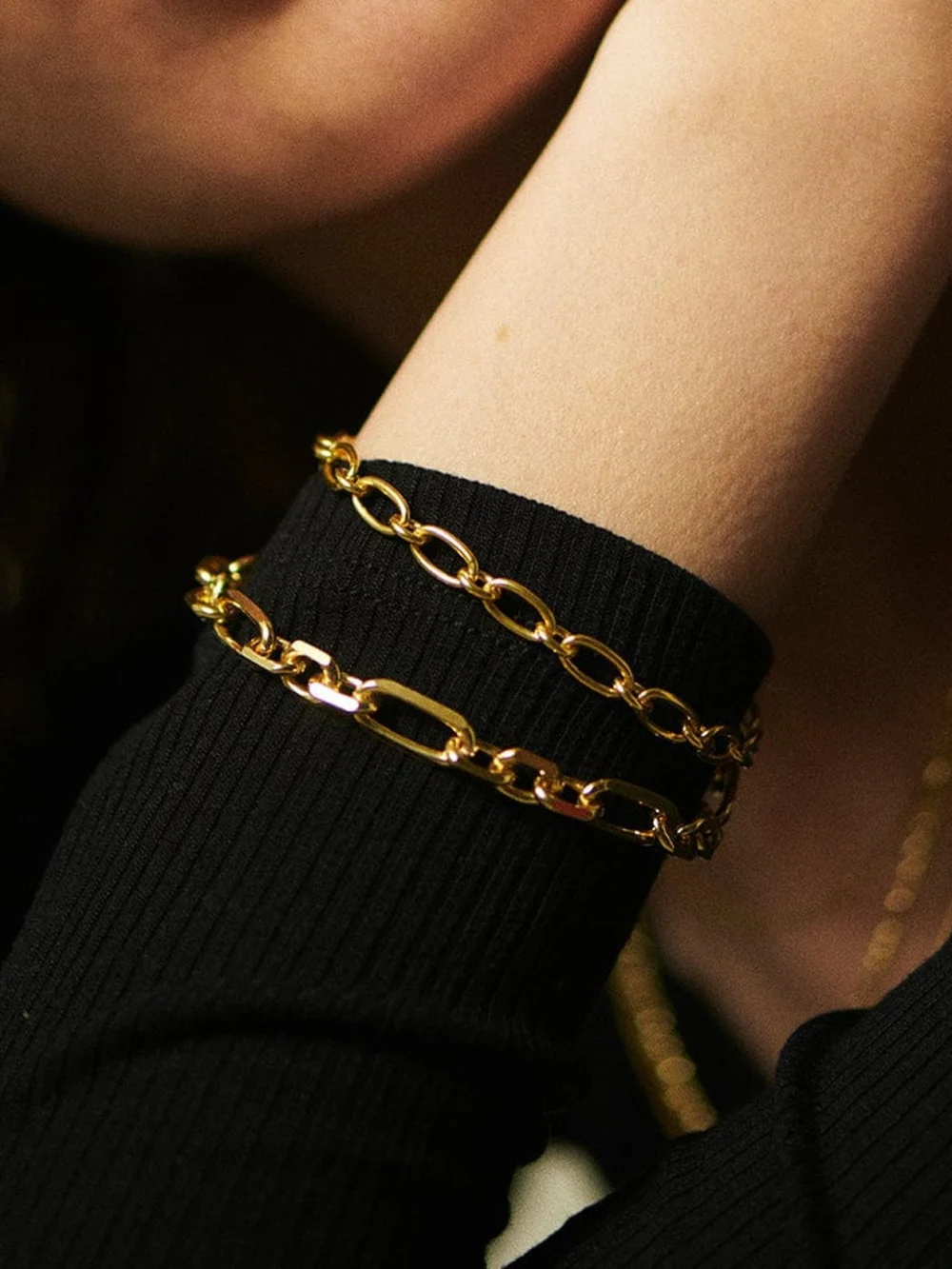 Daisy London Linked Chain Bracelet 18ct Gold Plate, view 2