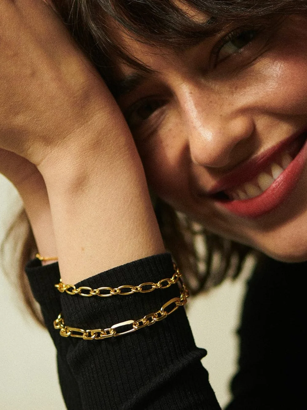 Daisy London Linked Chain Bracelet 18ct Gold Plate, view 4