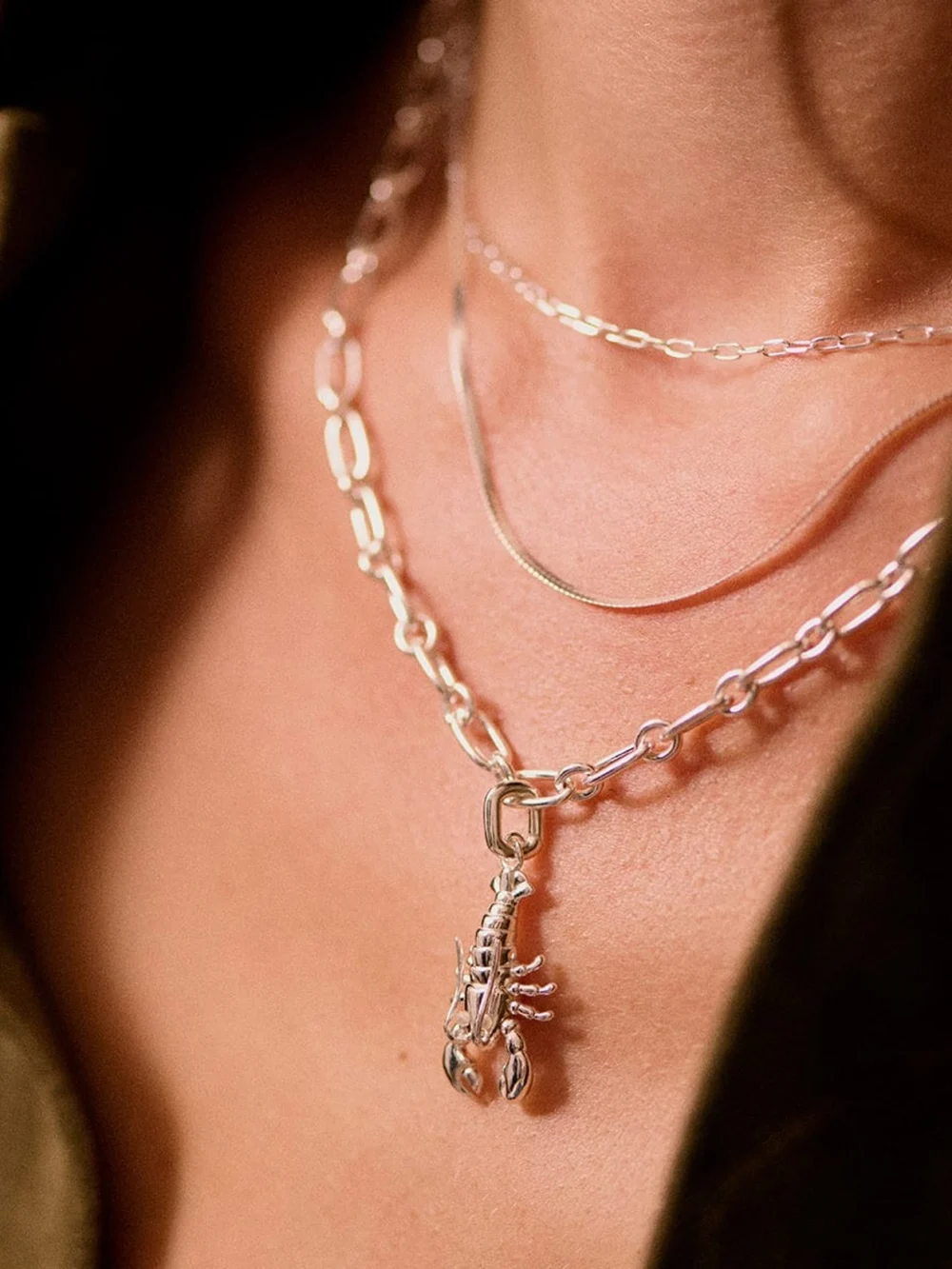 Daisy London Lobster Chunky Chain Necklace Sterling Silver, view 2