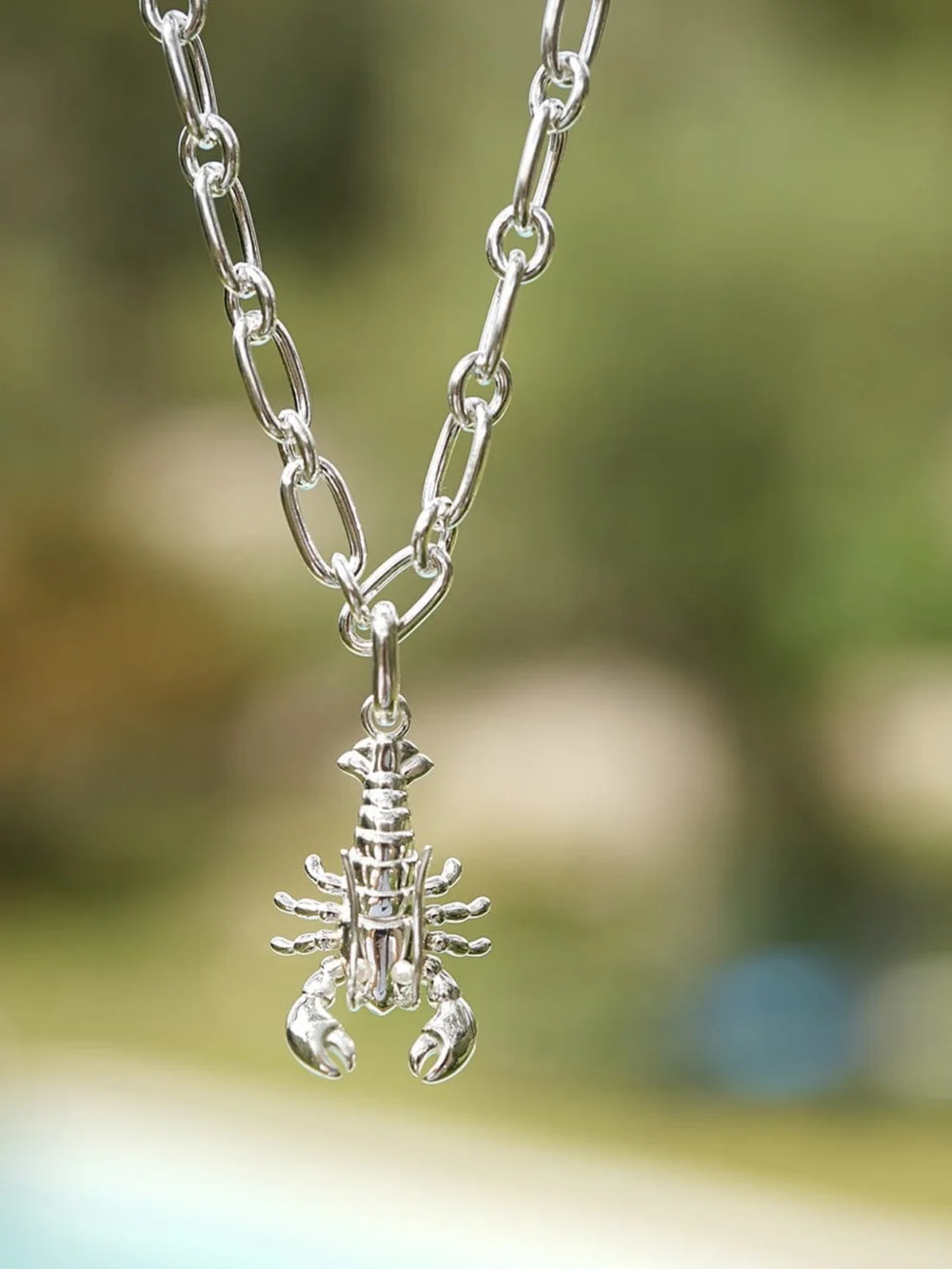 Daisy London Lobster Chunky Chain Necklace Sterling Silver, view 3