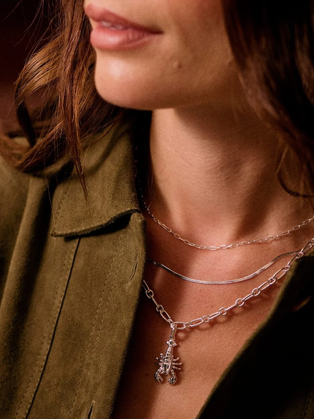 Daisy London Lobster Chunky Chain Necklace Sterling Silver, view 4