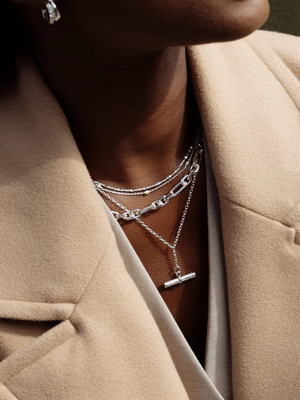 Daisy London Magnus Chunky Chain Necklace Sterling Silver, view 2