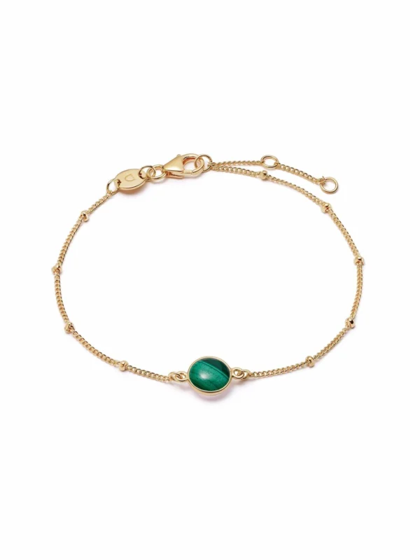 Daisy London Malachite Healing Stone Bobble Bracelet 18ct Gold Plate