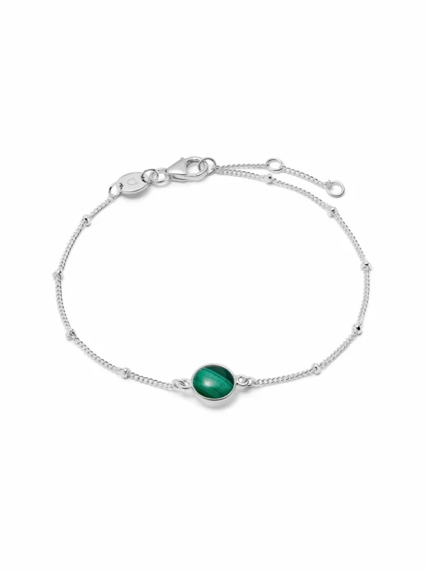 Daisy London Malachite Healing Stone Bobble Bracelet Sterling Silver