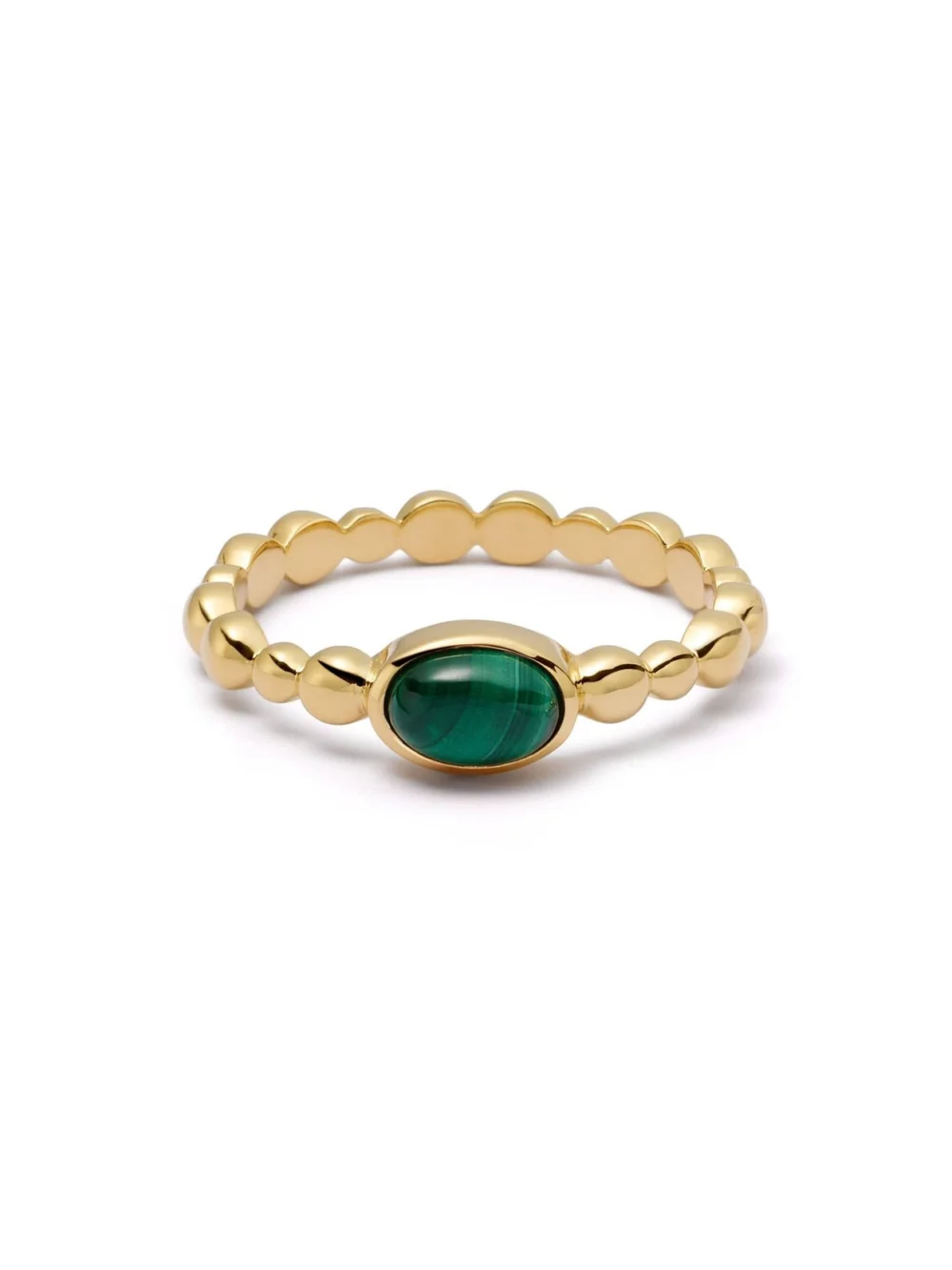 Daisy London Malachite Healing Stone Bobble Ring 18ct Gold Plate