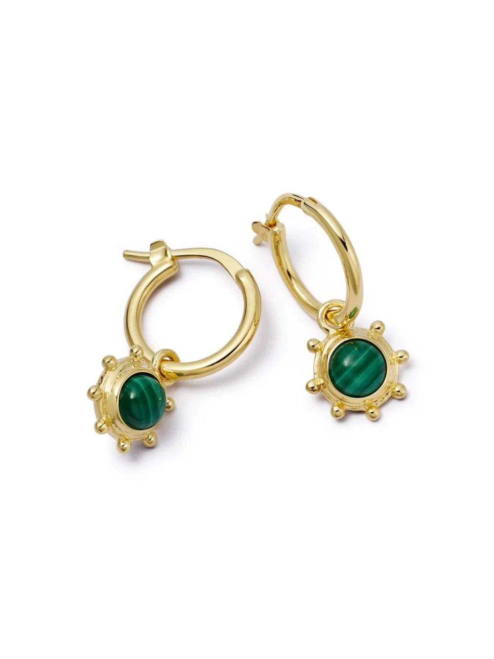 Daisy London Malachite Healing Stone Charm Earrings 18ct Gold Plate