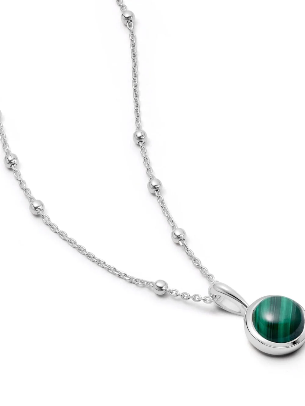 Daisy London Malachite Healing Stone Necklace Sterling Silver
