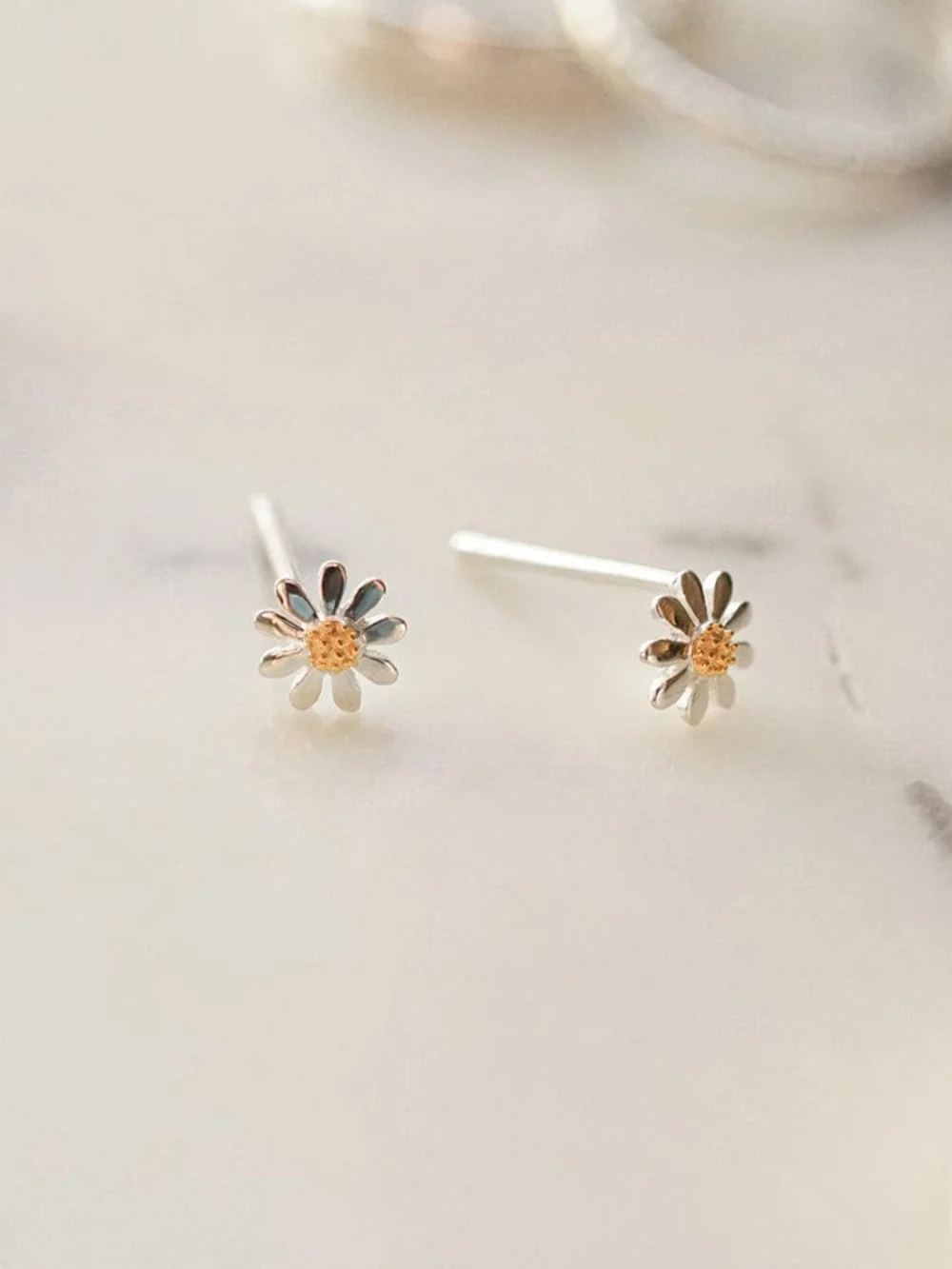 Daisy London Marguerite Daisy Stud Earrings Sterling Silver, view 3