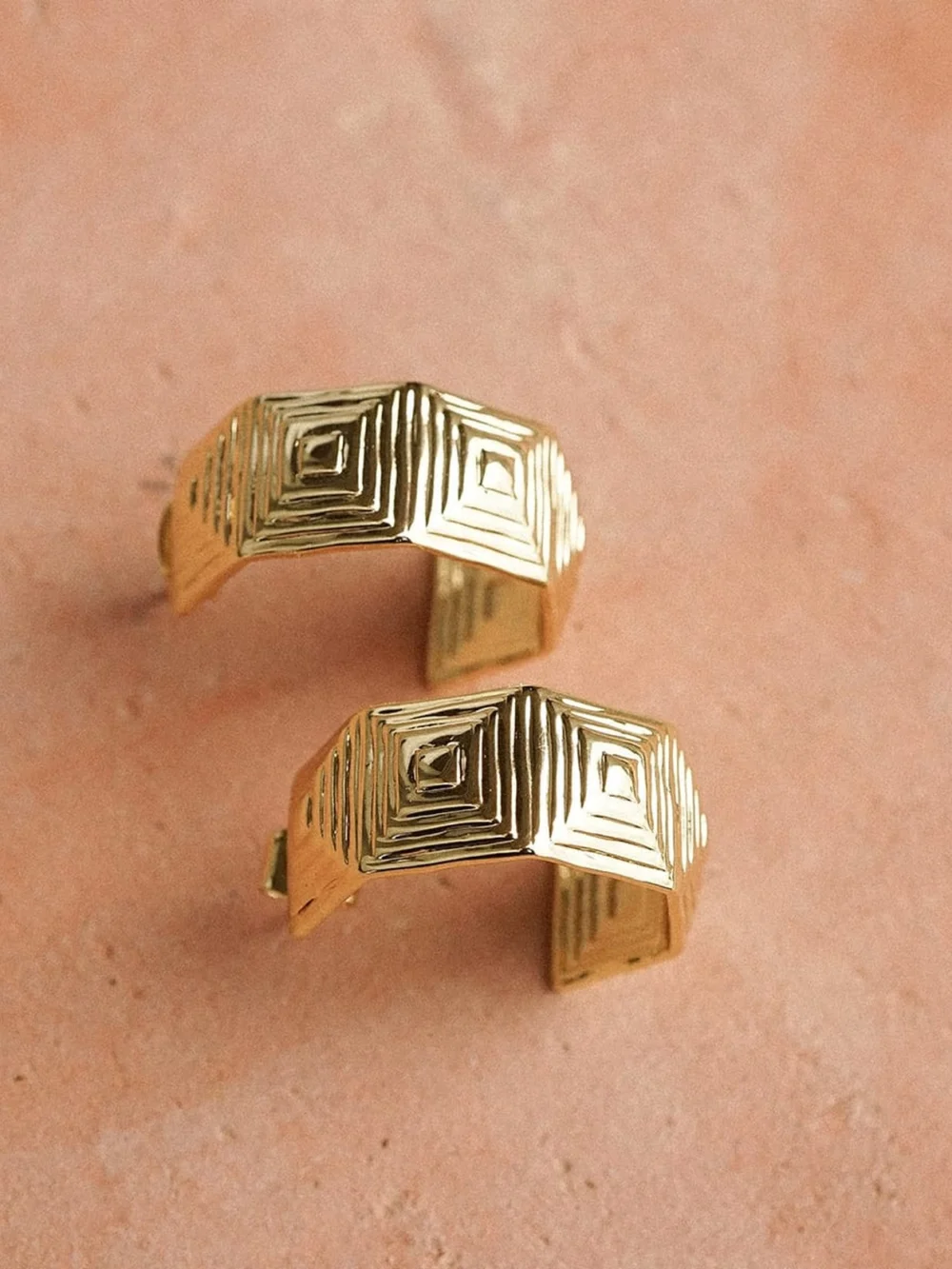 Daisy London Maxi Strata Hoop Earrings 18ct Gold Plate, view 3
