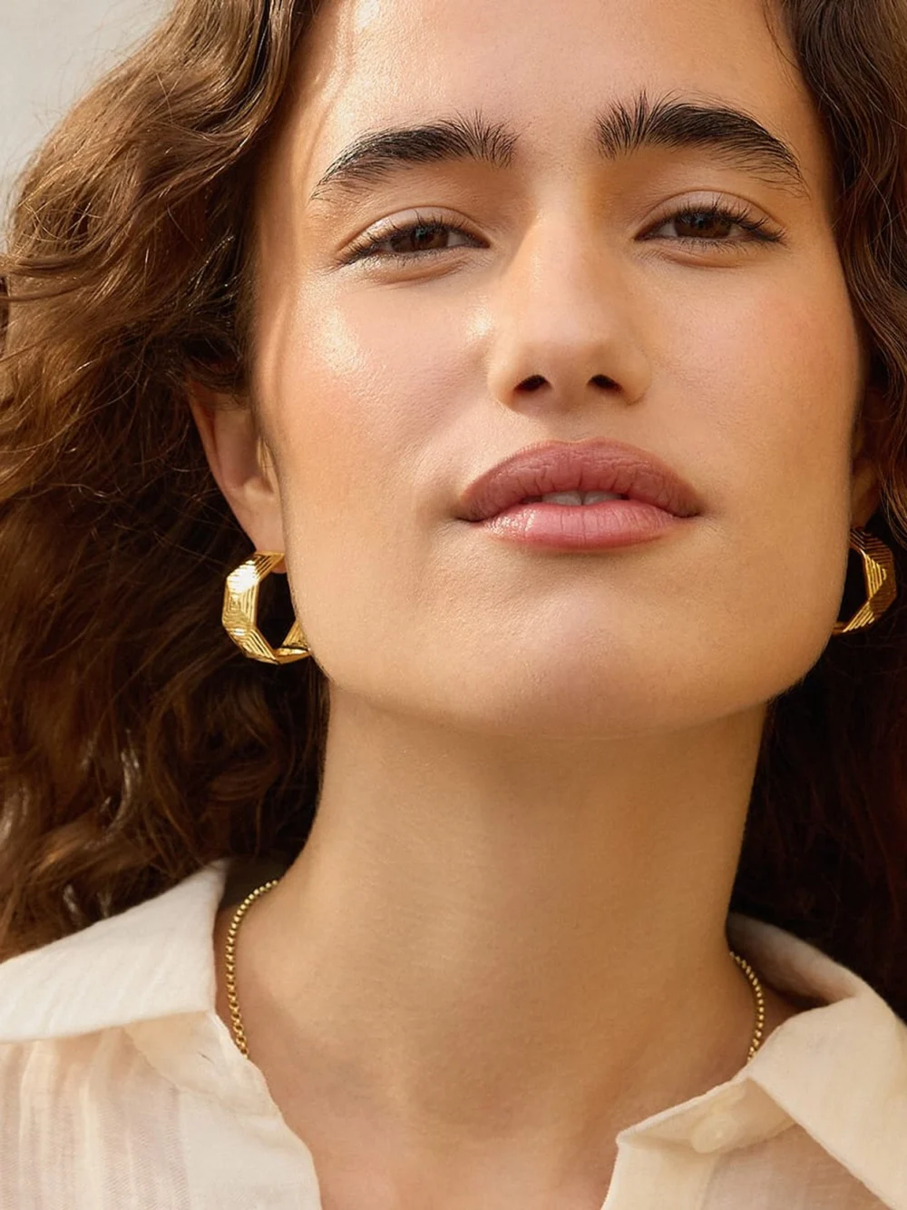 Daisy London Maxi Strata Hoop Earrings 18ct Gold Plate, view 4