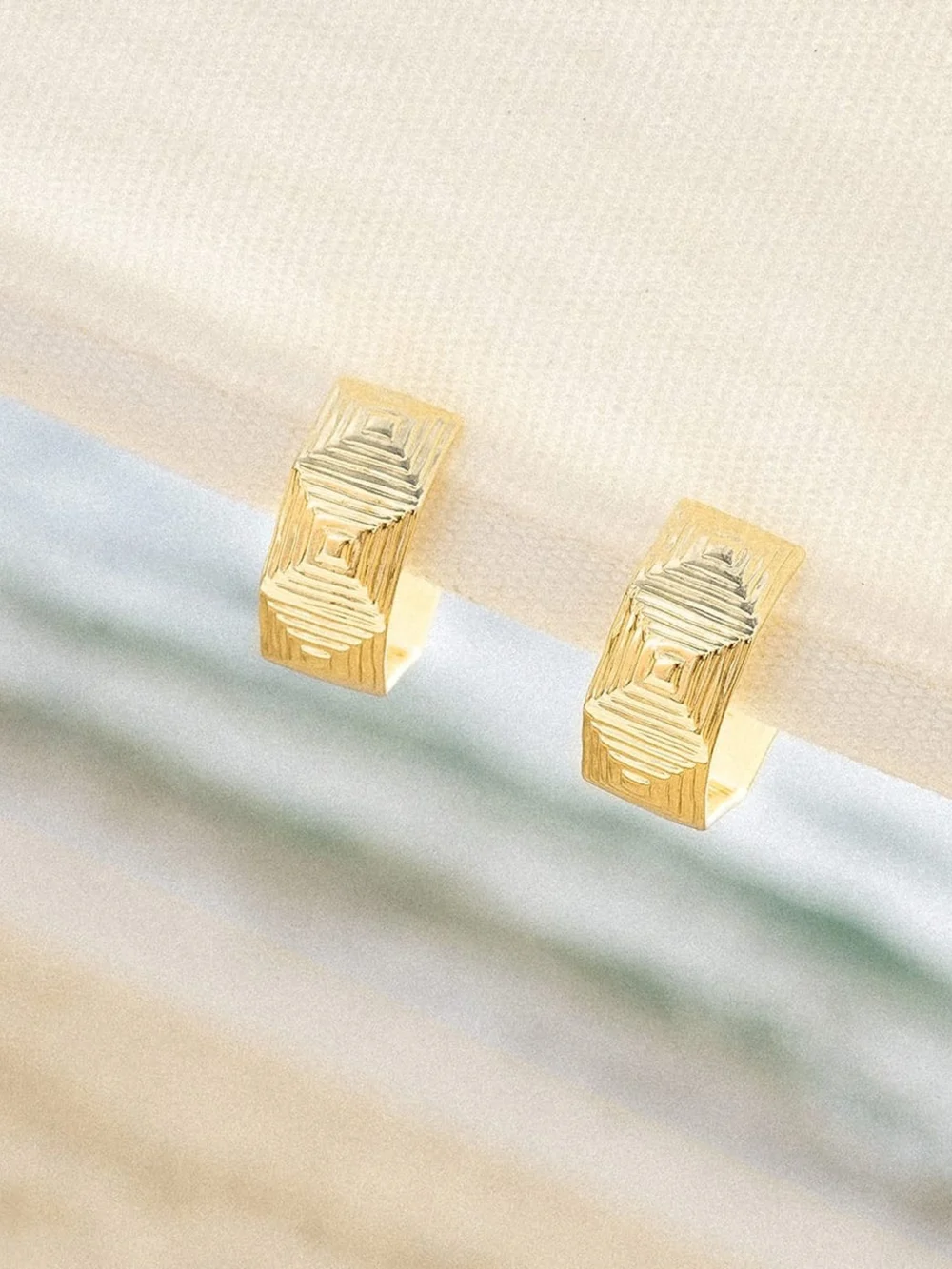 Daisy London Maxi Strata Hoop Earrings 18ct Gold Plate, view 5