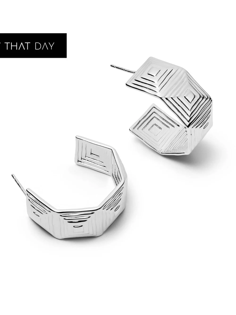 Daisy London Maxi Strata Hoop Earrings Silver Plate