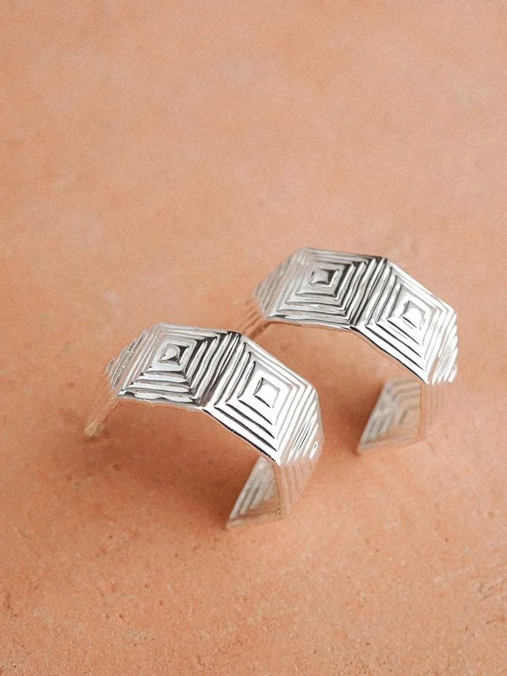 Daisy London Maxi Strata Hoop Earrings Silver Plate, view 3